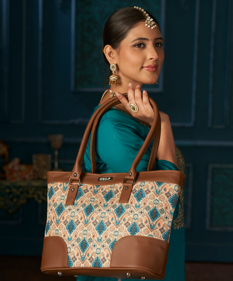 Ethnic Inspired Jute Tote Bag - Vibrant Print & Sustainable Design