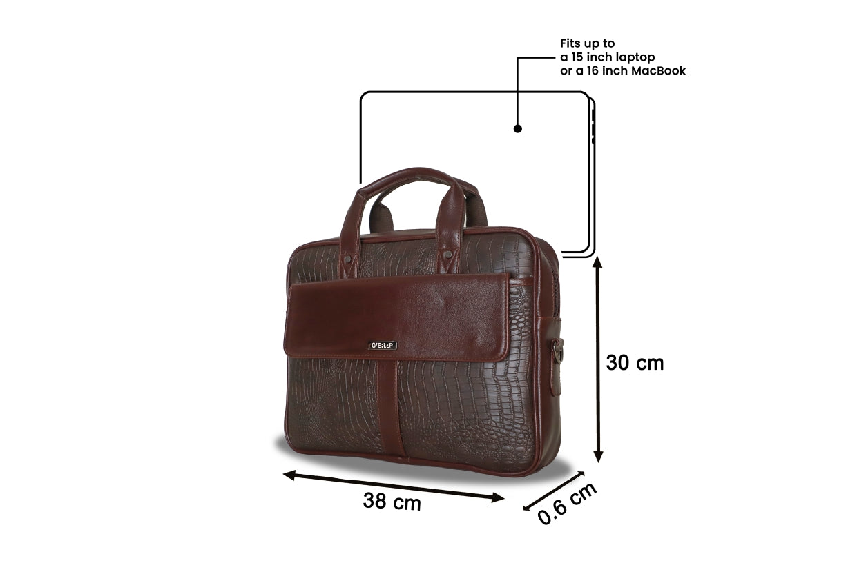 Classic Genuine Leather Laptop Bag for Men - Timeless Elegance & Durability