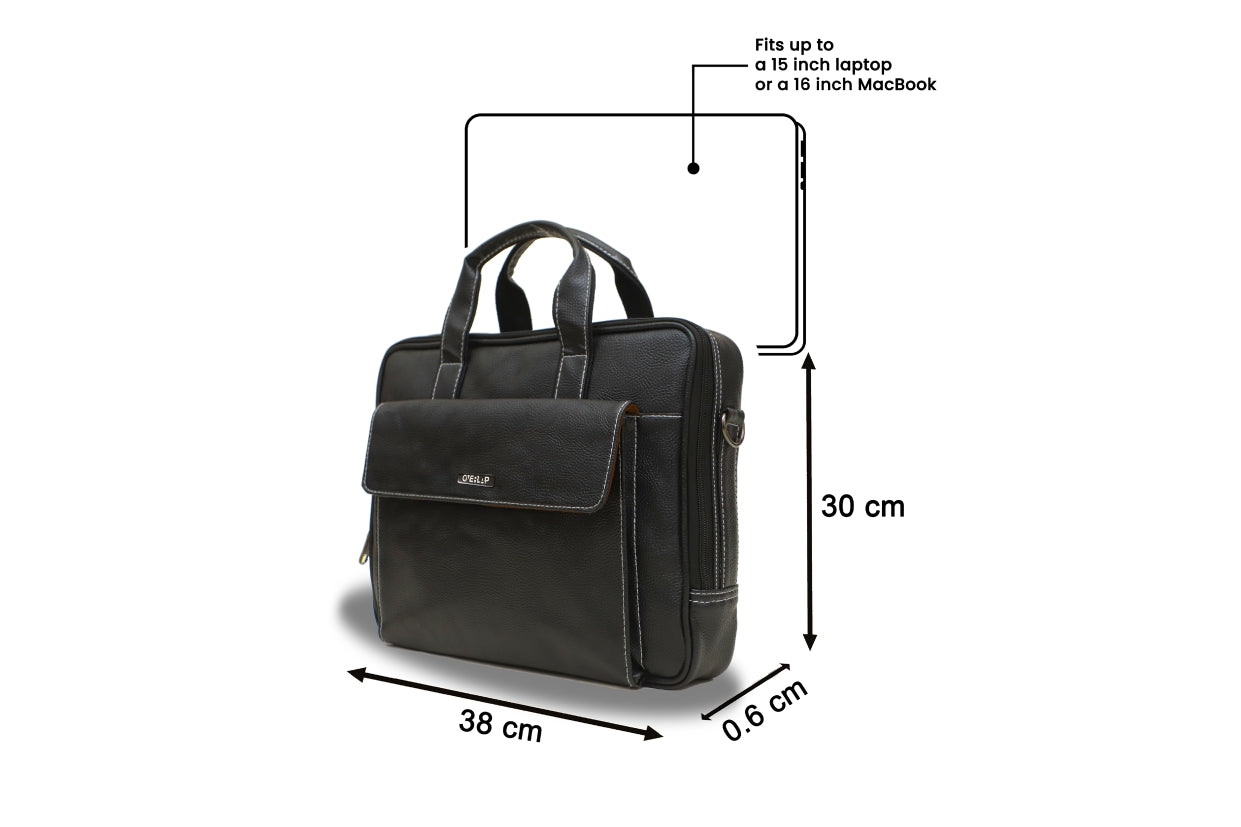 Classic Genuine Leather Laptop/MacBook Bag - Timeless Elegance for Professionals