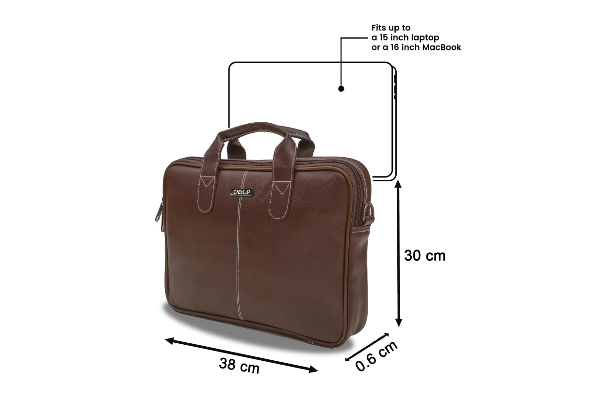 Classic Genuine Leather Laptop Bag - Timeless Elegance for Professionals