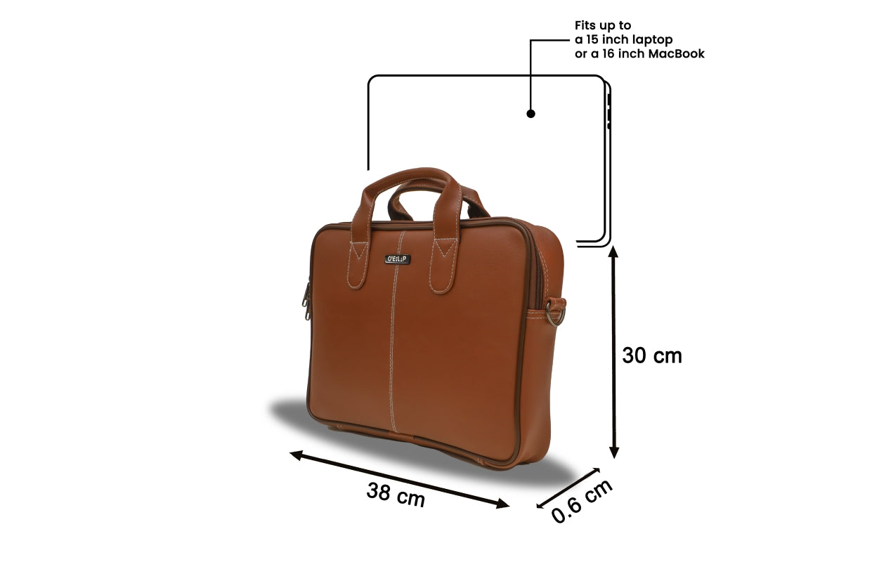 Professional Genuine Leather Laptop Bag - Classic Elegance for Business Professionals